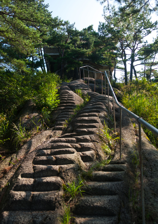 Stairs leading to the banks of samil lake, Kangwon-do, Kumgang, North Korea