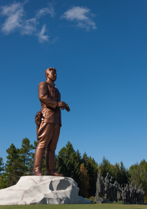 Statue of Kim il Sung in the Grand monument of lake Samji, Ryanggang Province, Samjiyon, North Korea