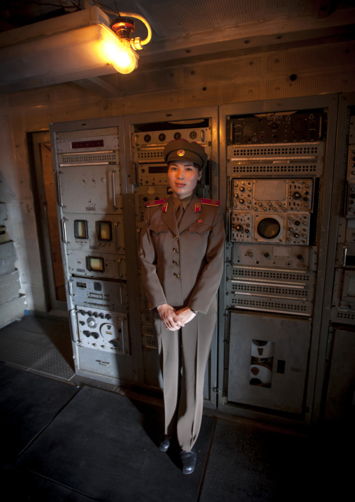 North Korean guide in the Uss Pueblo american spy ship machine room
, Pyongan Province, Pyongyang, North Korea