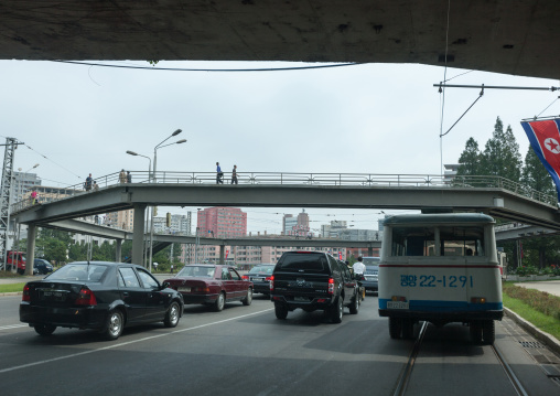 Traffic jam in the city center, Pyongan Province, Pyongyang, North Korea