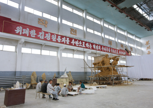 Construction of a bronze statue at Mansudae art studio, Pyongan Province, Pyongyang, North Korea