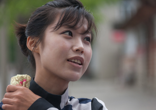 Portrait of a North Korean woman, North Hwanghae Province, Kaesong, North Korea