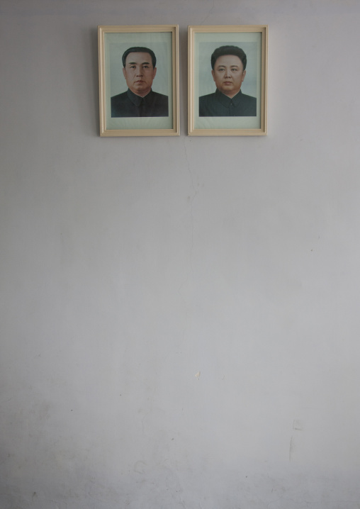 Official portraits of Kim il Sung and Kim Jong il, North Hwanghae Province, Panmunjom, North Korea