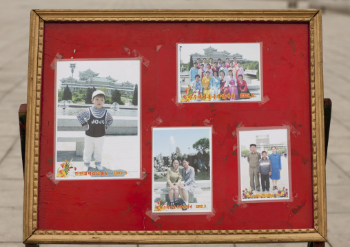 Samples of North Korean souvenir pictures to promote a photo studio, Pyongan Province, Pyongyang, North Korea