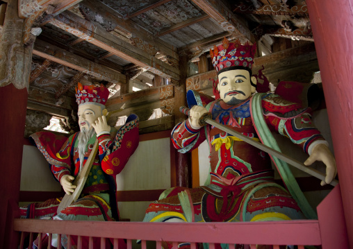 Colorful statues at the Pohyon-sa Korean buddhist temple, North Pyongan Province, Myohyang-san, North Korea