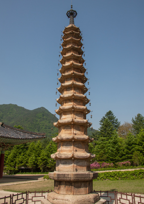 13-Storeyd octagonal sokka pagoda in Pohyon-sa Korean buddhist temple, North Pyongan Province, Myohyang-san, North Korea