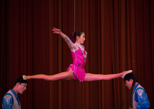 North Korean acrobats in a circus, Pyongan Province, Pyongyang, North Korea
