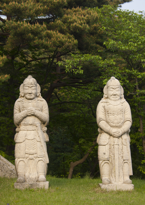 Guards statues near the tomb of king Kongmin and his queen, North Hwanghae Province, Kaesong, North Korea