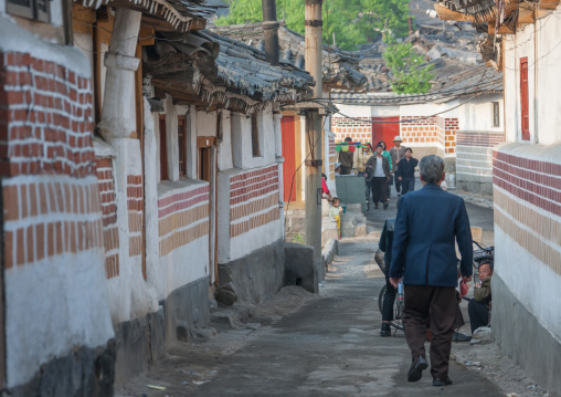North Korean people in a street of the old quarter, North Hwanghae Province, Kaesong, North Korea