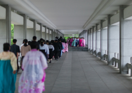 North Korean people arriving in Kumsusan memorial palace, Pyongan Province, Pyongyang, North Korea