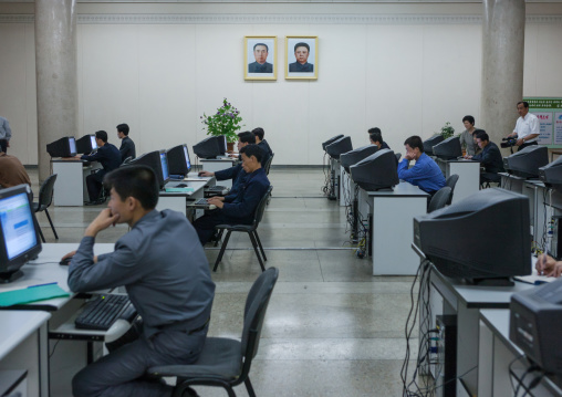 Computers room in the Grand people's study house, Pyongan Province, Pyongyang, North Korea