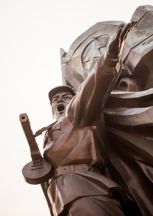 North Korean statue of a soldier in the victorious fatherland liberation war museum, Pyongan Province, Pyongyang, North Korea