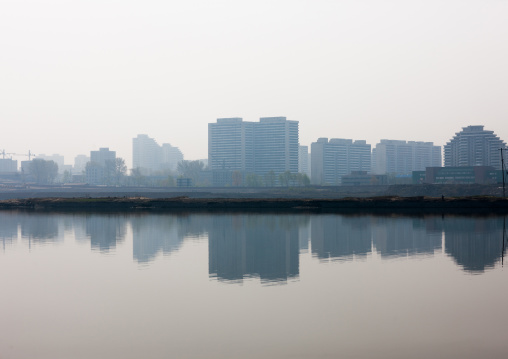 Cityscape over Taedong river, Pyongan Province, Pyongyang, North Korea