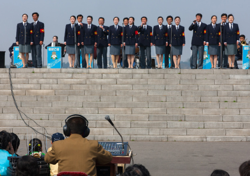 Band playing in the international Kimilsungia and Kimjongilia festival, Pyongan Province, Pyongyang, North Korea