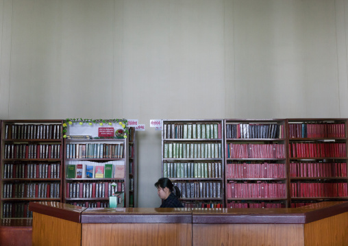 Library in the Grand people's study house, Pyongan Province, Pyongyang, North Korea