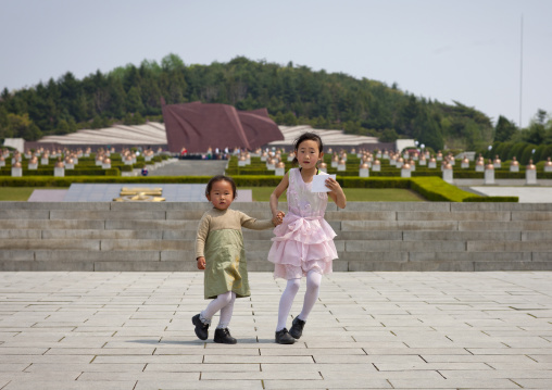 North Korean children in the Taesongsan revolutionary martyr's cemetery, Pyongan Province, Pyongyang, North Korea