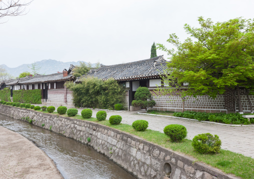 Old traditional Korean houses in the folk hotel, North Hwanghae Province, Kaesong, North Korea