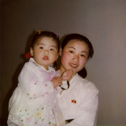 Polaroid of a nurse with a child, Pyongan Province, Pyongyang, North Korea