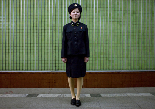 North Korean subway employee, Pyongan Province, Pyongyang, North Korea