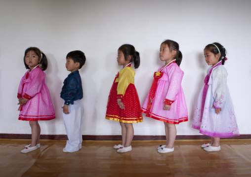 North Korean children in a primary school, South Pyongan Province, Chongsan-ri Cooperative Farm, North Korea