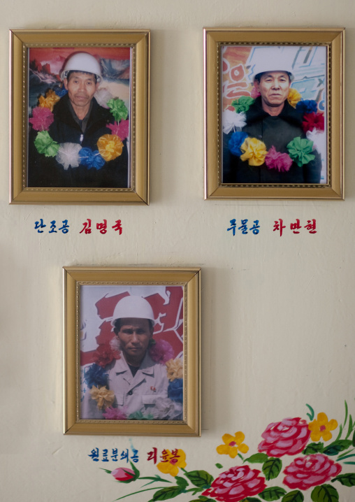 Norh Korean workers of the week pictures in a steel factory, South Pyongan Province, Nampo, North Korea