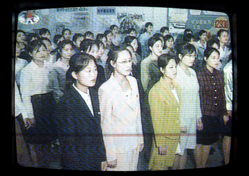 Caputure screen of the news on official North Korean television, Pyongan Province, Pyongyang, North Korea