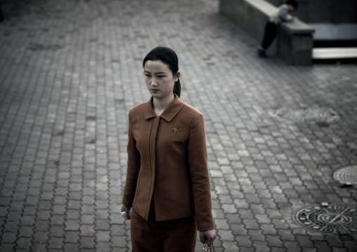 North Korean woman in the street, Pyongan Province, Pyongyang, North Korea