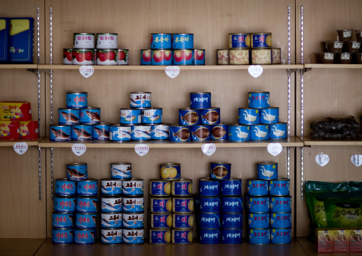 Local shop selling cans in a village, Kangwon Province, Wonsan, North Korea