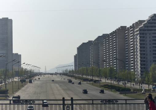 Buildings on thongil street, Pyongan Province, Pyongyang, North Korea