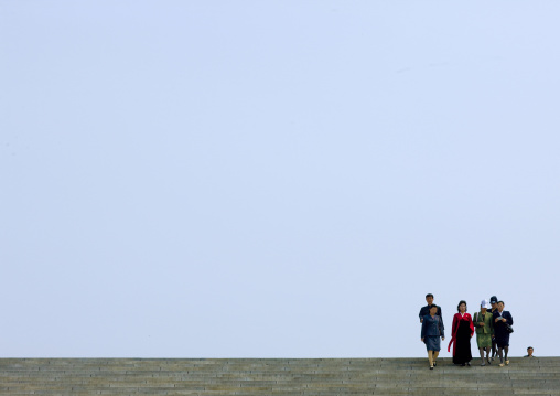North Korean people going to Taesongsan revolutionary martyr's cemetery, Pyongan Province, Pyongyang, North Korea
