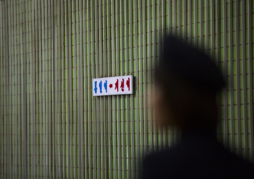 Silhouette of a North Korean control woman in the subway, Pyongan Province, Pyongyang, North Korea