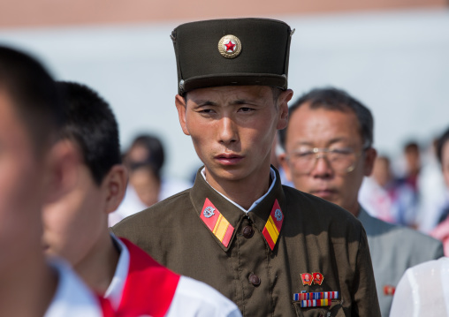 North Korean soldier in Mansudae Grand monument, Pyongan Province, Pyongyang, North Korea