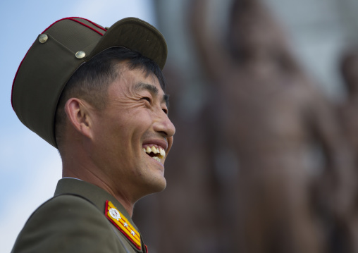 Portrait of a smiling North Korean soldier, Pyongan Province, Pyongyang, North Korea