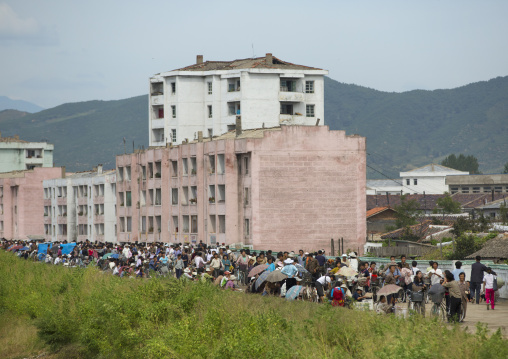 Crowded market in the suburb, South Hamgyong Province, Hamhung, North Korea