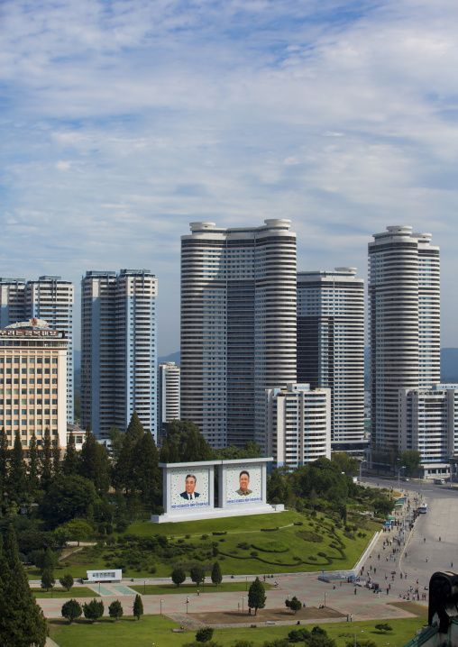 Modern apartment buildings in Changjon area, Pyongan Province, Pyongyang, North Korea