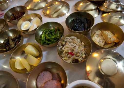 Korean food for tourists in a restaurant, South Hamgyong Province, Hamhung, North Korea