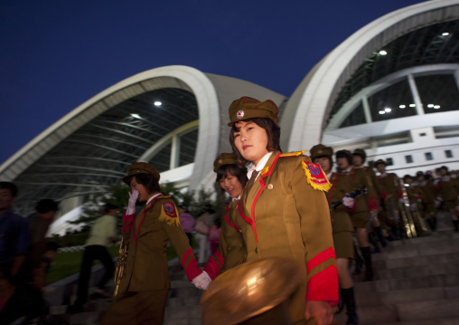 Military musician before the Arirang mass games at may day stadium, Pyongan Province, Pyongyang, North Korea