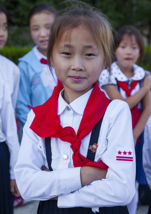 Pioneer girl in Songdowon international children's camp, Kangwon Province, Wonsan, North Korea