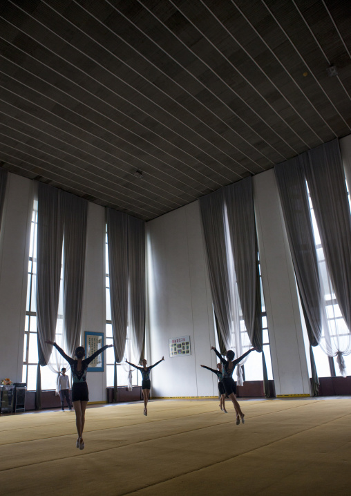North Korean young dancers in the practice room in Mangyongdae children's palace, Pyongan Province, Pyongyang, North Korea
