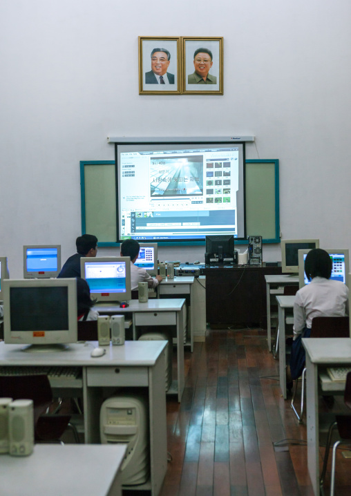 Video editing classroom in Mangyongdae children's palace, Pyongan Province, Pyongyang, North Korea