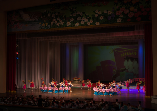 Young North Korean artists during a show in Mangyongdae children's palace, Pyongan Province, Pyongyang, North Korea