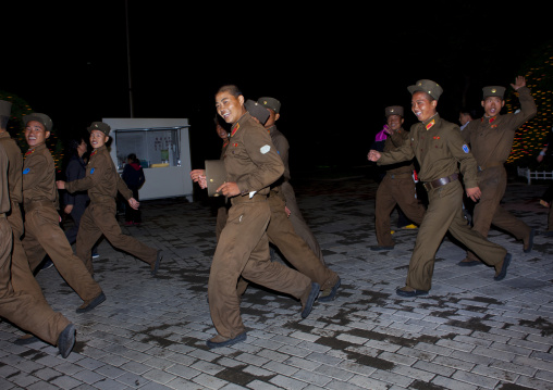North Korean soldiers having fun at Kaeson youth park, Pyongan Province, Pyongyang, North Korea