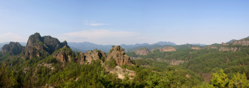 Panorama of a rock formations landscape, North Hamgyong province, Chilbosan, North Korea