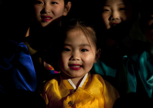 Portrait of a North Korean girl in choson-ot  in Tchang Gwang school, North Hamgyong Province, Chongjin, North Korea