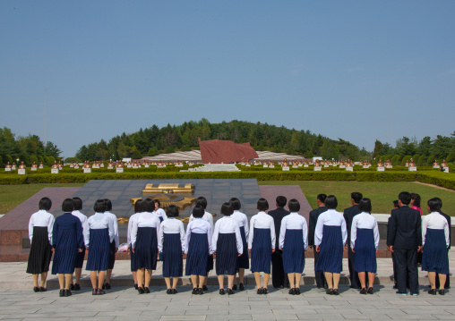 North Korean visitors in Taesongsan revolutionary martyr's cemetery, Pyongan Province, Pyongyang, North Korea