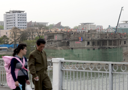 Constructio site on Taedong river, Pyongan Province, Pyongyang, North Korea