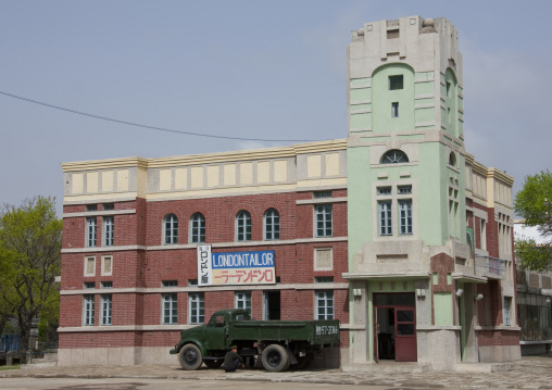 English town set for movies in the Pyongyang film studio, Pyongan Province, Pyongyang, North Korea