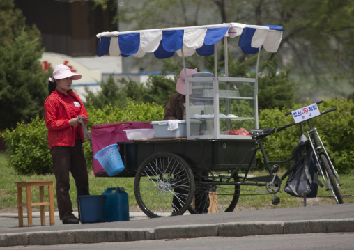 North Korean food street seller, Pyongan Province, Pyongyang, North Korea