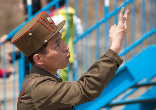 North Korean soldier in Taesongsan funfair, Pyongan Province, Pyongyang, North Korea
