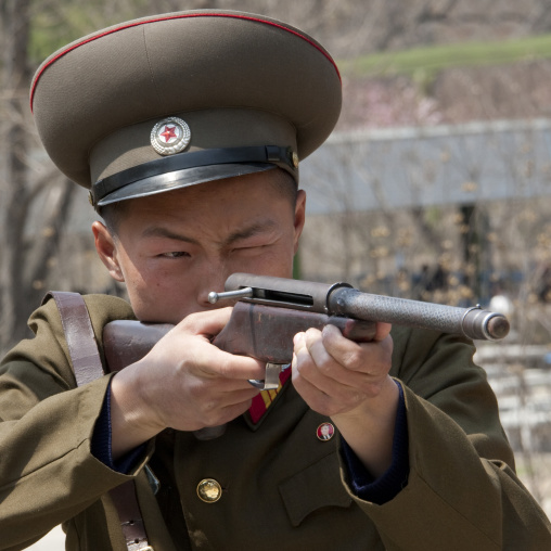 North Korean soldier shooting at Taesongsan funfair, Pyongan Province, Pyongyang, North Korea